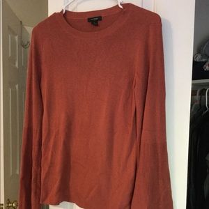 Trendy deep-orange Bell-sleeve sweater